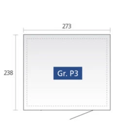 Biohort Metallgerätehaus Panorama® P3, Silber -Gardena Verkäufe 4045340 4045548 4045449 WE DE 001 BiohortGeraetehausPanoramaP3SkizzeEinzeltuer