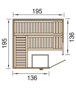 Weka Ecksauna Kemi Mit Glastür Und Fenster -Gardena Verkäufe 6914386 WE DE 001 WekaSaunaKemiEckGrundriss