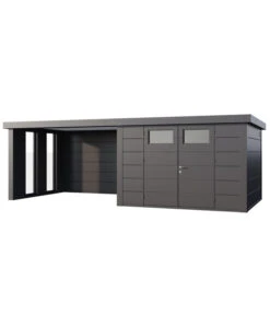 Wolff Finnhaus Metallgerätehaus Eleganto 3030, Inkl. Lounge Rechts Mit Fenster, Ca. B662/H227/T318 Cm